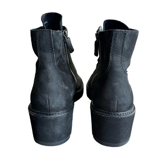 Eileen Fisher Collar Tumbled Nubuck Wedge Bootie Black Size 9.5 - Picture 9 of 11